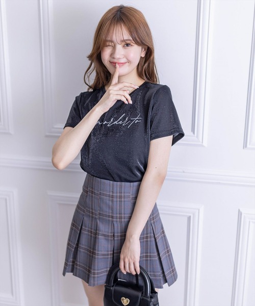 clear（クリア）の「ラメ刺繍ロゴTシャツ（Tシャツ/カットソー・レディース・シルバー/ブラック/ピンク・F）」の15枚目の写真