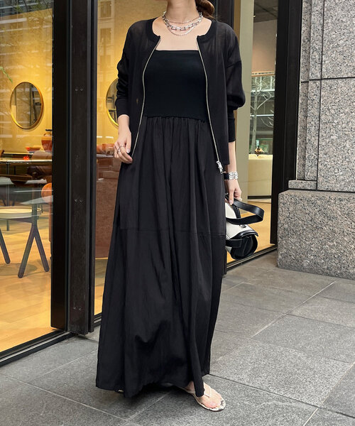 DouDou（ドゥドゥ）の「ニットドッキングキャミワンピース（ワンピース・レディース・ブラック/カーキ/オフホワイト・FREE）」の2枚目の写真