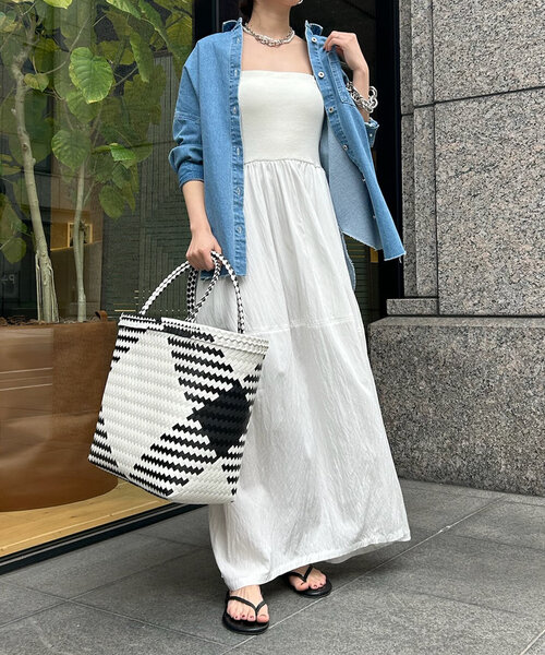 DouDou（ドゥドゥ）の「ニットドッキングキャミワンピース（ワンピース・レディース・ブラック/カーキ/オフホワイト・FREE）」の4枚目の写真