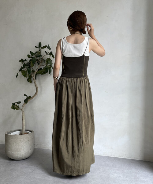 DouDou（ドゥドゥ）の「ニットドッキングキャミワンピース（ワンピース・レディース・ブラック/カーキ/オフホワイト・FREE）」の20枚目の写真