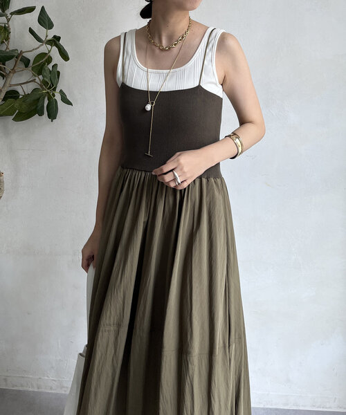 DouDou（ドゥドゥ）の「ニットドッキングキャミワンピース（ワンピース・レディース・ブラック/カーキ/オフホワイト・FREE）」の21枚目の写真