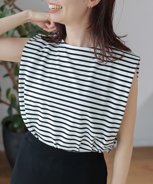 tシャツ ショルダータックノースリーブ レディース LEPSIM tシャツ 「3つの機能付き」ショルダータックノースリーブ