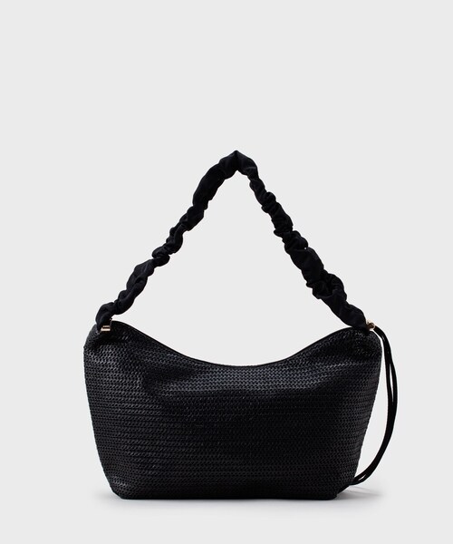 OPAQUE.CLIP(オペークドットクリップ)の「◆【2WAY】雑材ドロストフリルハンドルミドルショルダーバッグ(ショルダーバッグ・レディース・ブルー系4/ブラック系4/ナチュラル/ブラック・00)」の1枚目の写真