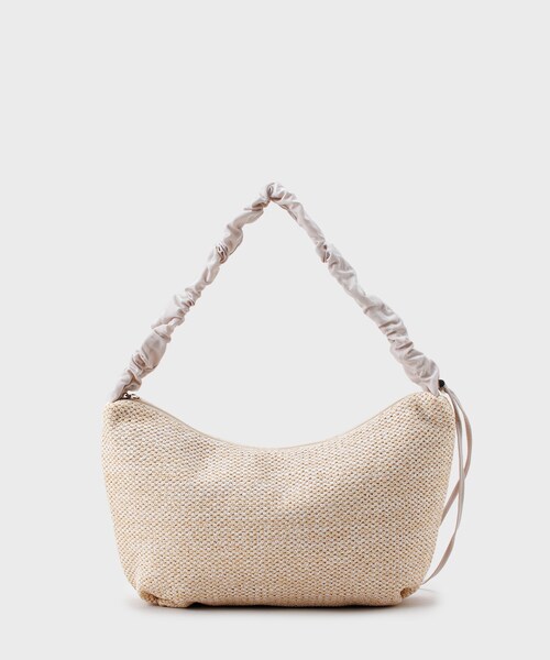 OPAQUE.CLIP(オペークドットクリップ)の「◆【2WAY】雑材ドロストフリルハンドルミドルショルダーバッグ(ショルダーバッグ・レディース・ブルー系4/ブラック系4/ナチュラル/ブラック・00)」の7枚目の写真