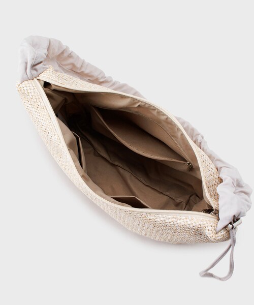 OPAQUE.CLIP(オペークドットクリップ)の「◆【2WAY】雑材ドロストフリルハンドルミドルショルダーバッグ(ショルダーバッグ・レディース・ブルー系4/ブラック系4/ナチュラル/ブラック・00)」の11枚目の写真