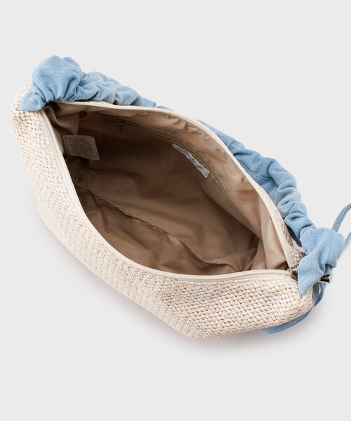 OPAQUE.CLIP(オペークドットクリップ)の「◆【2WAY】雑材ドロストフリルハンドルミドルショルダーバッグ(ショルダーバッグ・レディース・ブルー系4/ブラック系4/ナチュラル/ブラック・00)」の14枚目の写真