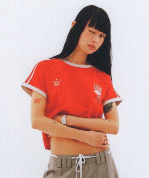 aeae（エーイーエーイー）の「Athlete Stripe Half T-Shirts（Tシャツ/カットソー・レディース・ライトブルー/レッド/ネイビー・FREE）」の3枚目の写真