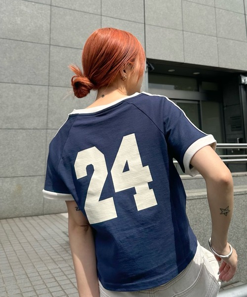 aeae（エーイーエーイー）の「Athlete Stripe Half T-Shirts（Tシャツ/カットソー・レディース・ライトブルー/レッド/ネイビー・FREE）」の6枚目の写真