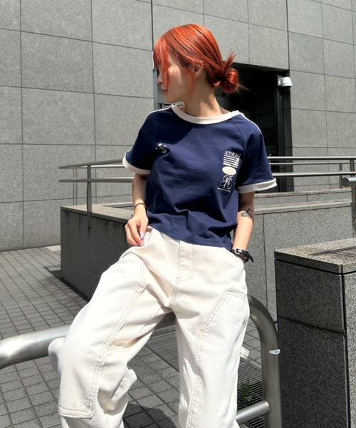 aeae（エーイーエーイー）の「Athlete Stripe Half T-Shirts（Tシャツ/カットソー・レディース・ライトブルー/レッド/ネイビー・FREE）」の7枚目の写真