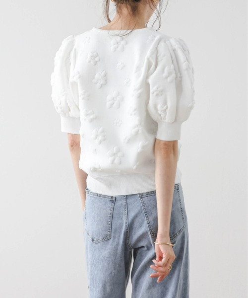 Lajour（ラジュール）の「パフスリーブサマーニット（Tシャツ/カットソー・レディース・ピンク/ホワイト/ベージュ/ブラック/グレー・M/L）」の9枚目の写真