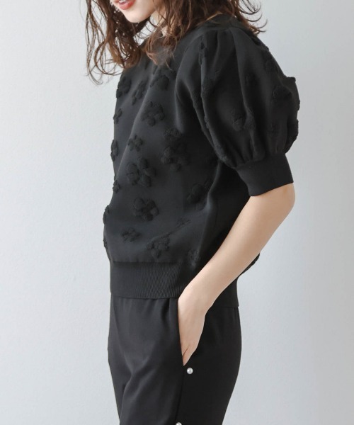 Lajour（ラジュール）の「パフスリーブサマーニット（Tシャツ/カットソー・レディース・ピンク/ホワイト/ベージュ/ブラック/グレー・M/L）」の11枚目の写真