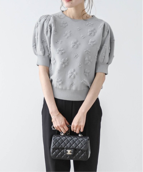 Lajour（ラジュール）の「パフスリーブサマーニット（Tシャツ/カットソー・レディース・ピンク/ホワイト/ベージュ/ブラック/グレー・M/L）」の14枚目の写真