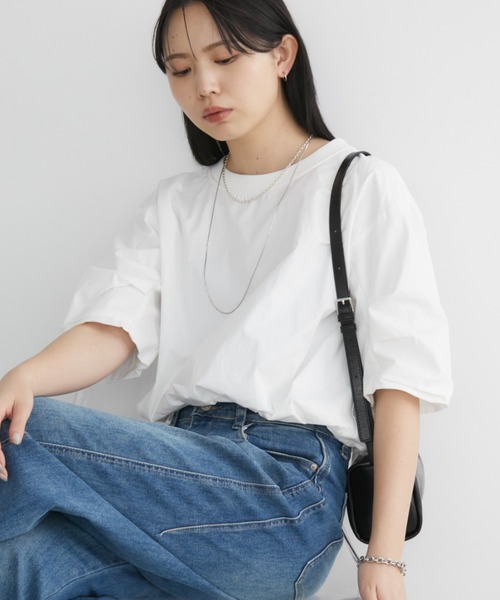 【Cygne】フロントスリットバルーンギャザーブラウス Henri　ホワイト　0 cygne フロントスリットバルーンギャザーブラウス（FREAK'S