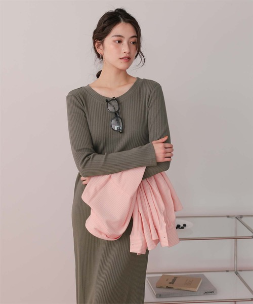 新色追加/2026 SPRING COLLECTION】クルーネックリブワンピース