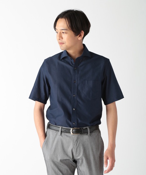 【セール】ホリゾンタルカラーコットン絡み織半袖シャツ（シャツ/ブラウス）｜CROWDED CLOSET（クラウデッドクローゼット）