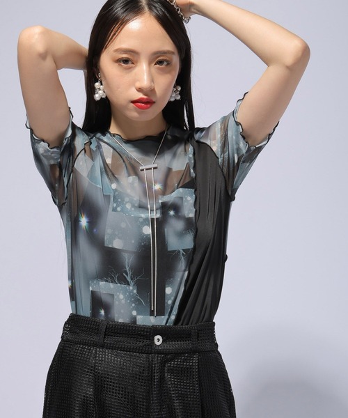 HARE（ハレ）の「【Fashionart Mag LADIES】2WAYシアータイトトップス（Tシャツ/カットソー・レディース・ブラック/ホワイト・FREE）」の15枚目の写真