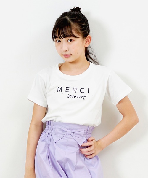 ロゴプリント ラインストーン半袖Tシャツ(140～160)（Tシャツ 