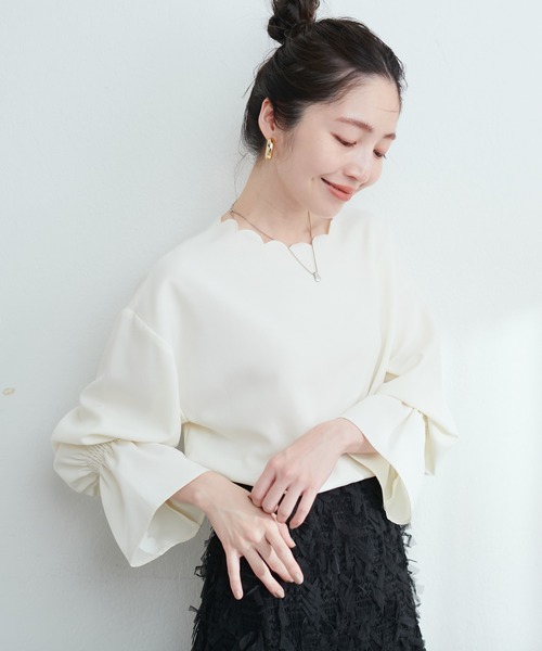 natural couture(ナチュラルクチュール)の「2WAYスカラップブラウス(シャツ/ブラウス・レディース・ブラック/ピンク/ブルー/アイボリー/ボルドー/その他1/その他2/グレイッシュベージュ・FREE)」の22枚目の写真