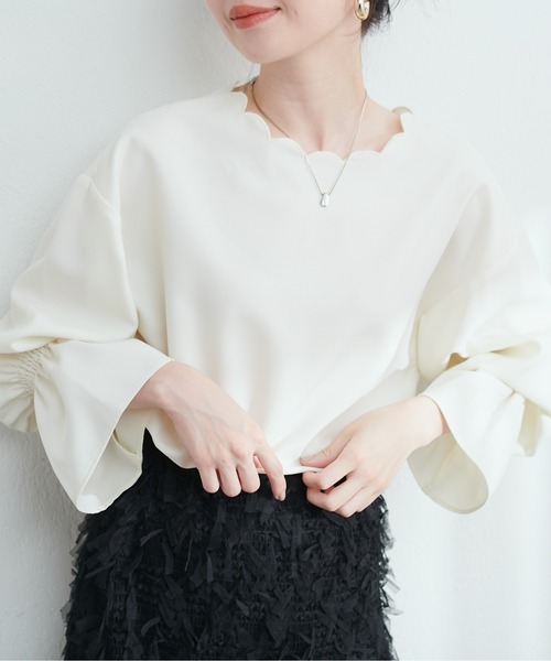 natural couture(ナチュラルクチュール)の「2WAYスカラップブラウス(シャツ/ブラウス・レディース・ブラック/ピンク/ブルー/アイボリー/ボルドー/その他1/その他2/グレイッシュベージュ・FREE)」の20枚目の写真