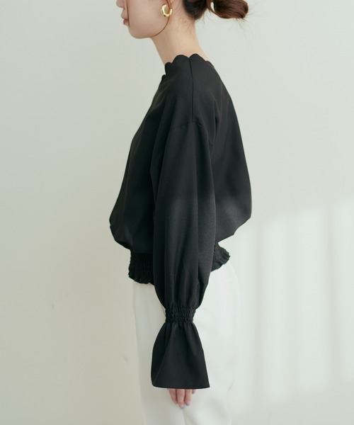 natural couture(ナチュラルクチュール)の「2WAYスカラップブラウス(シャツ/ブラウス・レディース・ブラック/ピンク/ブルー/アイボリー/ボルドー/その他1/その他2/グレイッシュベージュ・FREE)」の14枚目の写真