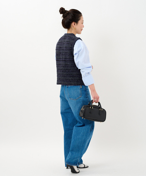 B.C STOCK（ベーセーストック）の「フロントボタンツイード調ベスト（ベスト・レディース・ネイビー/ピンク・FREE）」の6枚目の写真