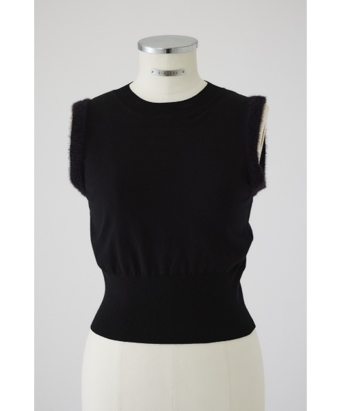 RIM.ARK（リムアーク）の「Shaggy sleeve compact tops シャギースリーブコンパクトトップス（ニット/セーター・レディース・ブラウン/マルチ/ブラック/ベージュ・FREE）」の2枚目の写真