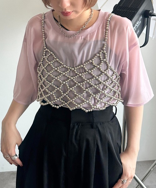 apres jour mignon(アプレジュールミニョン)の「シアーTシャツ【ZOZOTOWN限定アイテム】(シャツ/ブラウス・レディース・ピンク/オフホワイト/チャコールグレー/ブラック・X-LARGE/フリー)」の18枚目の写真
