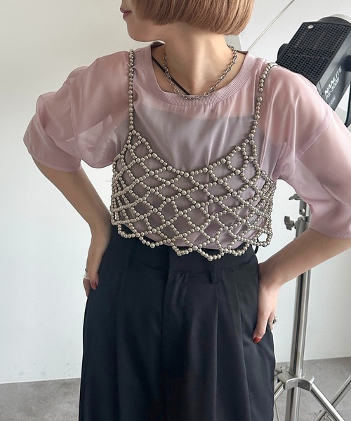 apres jour mignon(アプレジュールミニョン)の「シアーTシャツ【ZOZOTOWN限定アイテム】(シャツ/ブラウス・レディース・ピンク/オフホワイト/チャコールグレー/ブラック・X-LARGE/フリー)」の16枚目の写真