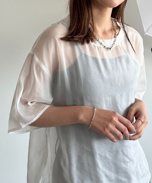 apres jour mignon(アプレジュールミニョン)の「シアーTシャツ【ZOZOTOWN限定アイテム】(シャツ/ブラウス・レディース・ピンク/オフホワイト/チャコールグレー/ブラック・X-LARGE/フリー)」の10枚目の写真