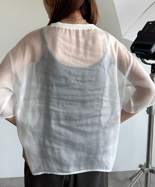 apres jour mignon(アプレジュールミニョン)の「シアーTシャツ【ZOZOTOWN限定アイテム】(シャツ/ブラウス・レディース・ピンク/オフホワイト/チャコールグレー/ブラック・X-LARGE/フリー)」の9枚目の写真