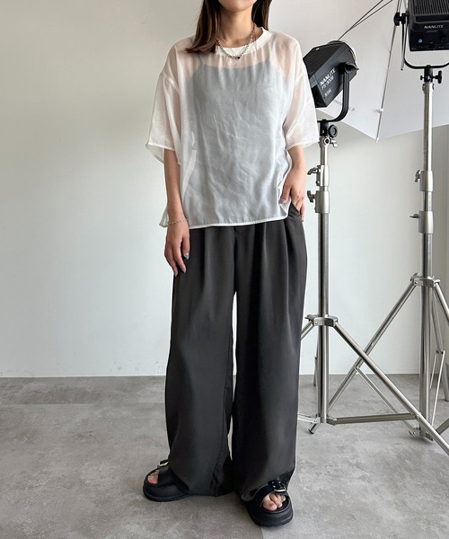 apres jour mignon(アプレジュールミニョン)の「シアーTシャツ【ZOZOTOWN限定アイテム】(シャツ/ブラウス・レディース・ピンク/オフホワイト/チャコールグレー/ブラック・X-LARGE/フリー)」の8枚目の写真