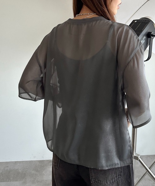 apres jour mignon(アプレジュールミニョン)の「シアーTシャツ【ZOZOTOWN限定アイテム】(シャツ/ブラウス・レディース・ピンク/オフホワイト/チャコールグレー/ブラック・X-LARGE/フリー)」の22枚目の写真