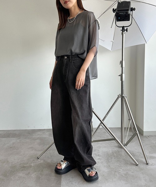 apres jour mignon(アプレジュールミニョン)の「シアーTシャツ【ZOZOTOWN限定アイテム】(シャツ/ブラウス・レディース・ピンク/オフホワイト/チャコールグレー/ブラック・X-LARGE/フリー)」の21枚目の写真