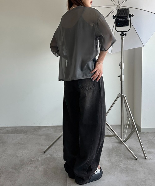 apres jour mignon(アプレジュールミニョン)の「シアーTシャツ【ZOZOTOWN限定アイテム】(シャツ/ブラウス・レディース・ピンク/オフホワイト/チャコールグレー/ブラック・X-LARGE/フリー)」の19枚目の写真