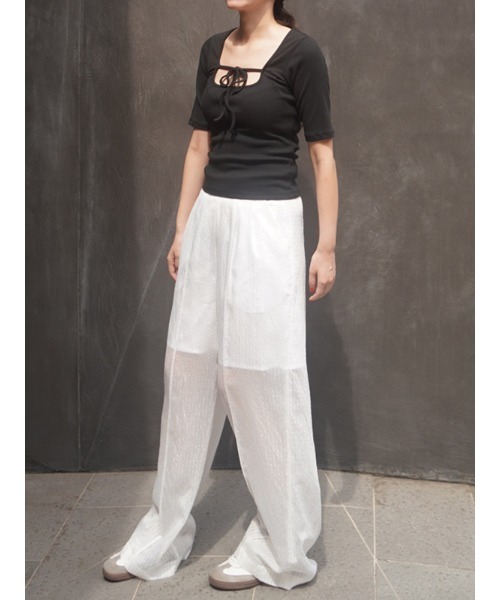CHAROL(シャロル)の「シアーストライプパンツ(その他パンツ・レディース・ホワイト/ブラック・S/M)」の22枚目の写真