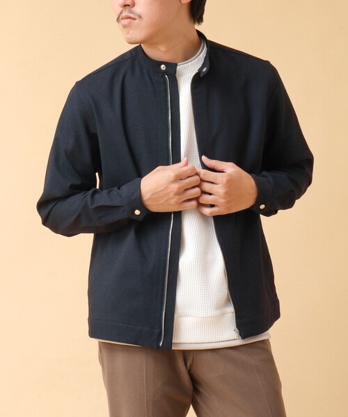 NOLLEY’S(ノーリーズ)の「《吸水速乾》SMART TECH ストレッチ シングルライダースシャツジャケット 24AW(ブルゾン・メンズ・ベージュ/ネイビー/グレー・S/XL/L/M)」の1枚目の写真