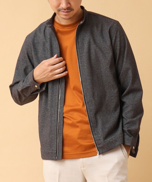 NOLLEY’S(ノーリーズ)の「《吸水速乾》SMART TECH ストレッチ シングルライダースシャツジャケット 24AW(ブルゾン・メンズ・ベージュ/ネイビー/グレー・S/XL/L/M)」の2枚目の写真