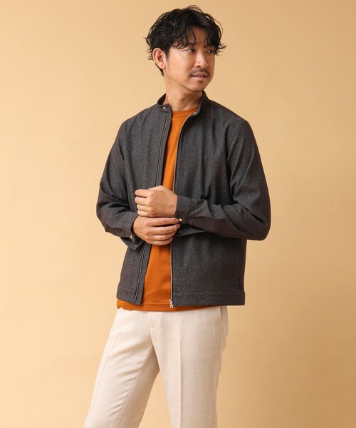 NOLLEY’S(ノーリーズ)の「《吸水速乾》SMART TECH ストレッチ シングルライダースシャツジャケット 24AW(ブルゾン・メンズ・ベージュ/ネイビー/グレー・S/XL/L/M)」の17枚目の写真