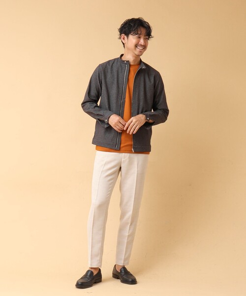 NOLLEY’S(ノーリーズ)の「《吸水速乾》SMART TECH ストレッチ シングルライダースシャツジャケット 24AW(ブルゾン・メンズ・ベージュ/ネイビー/グレー・S/XL/L/M)」の9枚目の写真