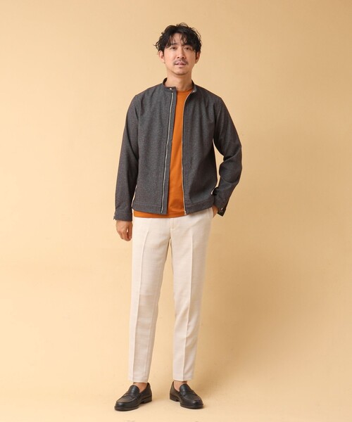 NOLLEY’S(ノーリーズ)の「《吸水速乾》SMART TECH ストレッチ シングルライダースシャツジャケット 24AW(ブルゾン・メンズ・ベージュ/ネイビー/グレー・S/XL/L/M)」の10枚目の写真