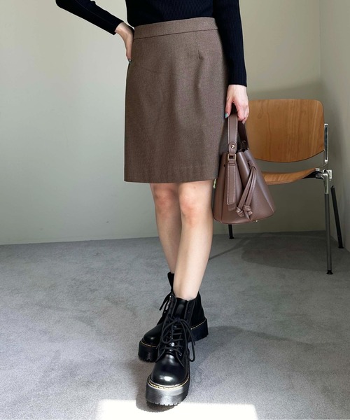 1chaku.(イッチャク)の「台形ミニスカート(スカート・レディース・ブラウン系その他/チャコールグレー×ブラック/ブラック×ホワイト/ブラック×グレー・XL/L/M/S/XS)」の1枚目の写真