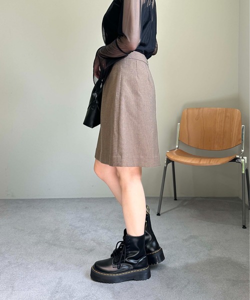 1chaku.(イッチャク)の「台形ミニスカート(スカート・レディース・ブラウン系その他/チャコールグレー×ブラック/ブラック×ホワイト/ブラック×グレー・XL/L/M/S/XS)」の6枚目の写真