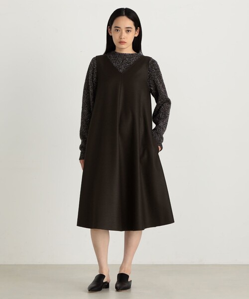 EDITION（エディション）の「ウールジャージー ノースリーブフレアワンピース（ワンピース・レディース・チャコールグレー/ダークブラウン・FREE）」の4枚目の写真
