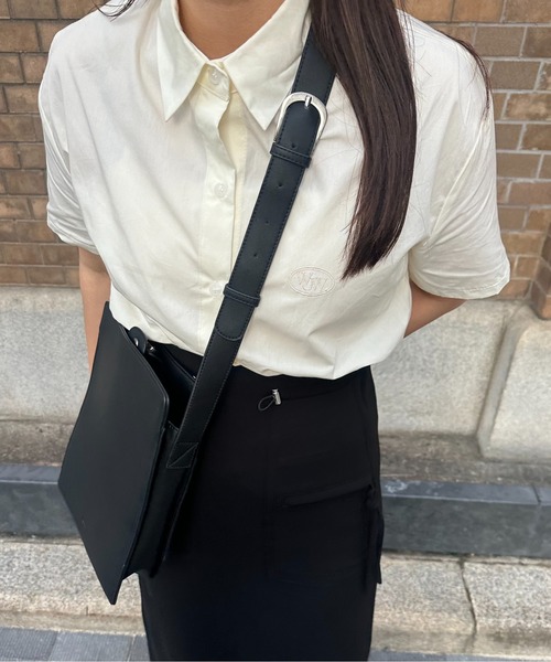 lawgy（ラウジー）の「round logo short sleeve shirt / ラウンドロゴショートスリーブシャツ（Tシャツ/カットソー・レディース・ホワイト/ブルー/クリーム・FREE）」の3枚目の写真