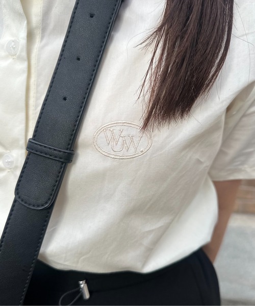 lawgy（ラウジー）の「round logo short sleeve shirt / ラウンドロゴショートスリーブシャツ（Tシャツ/カットソー・レディース・ホワイト/ブルー/クリーム・FREE）」の10枚目の写真