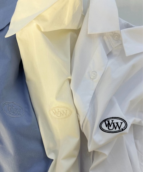 lawgy（ラウジー）の「round logo short sleeve shirt / ラウンドロゴショートスリーブシャツ（Tシャツ/カットソー・レディース・ホワイト/ブルー/クリーム・FREE）」の16枚目の写真