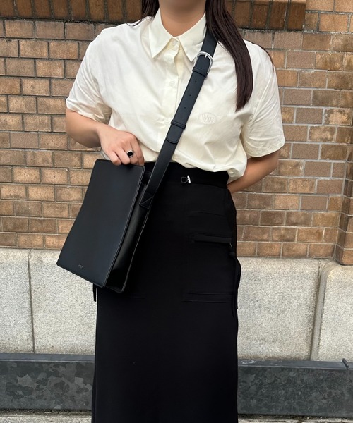 lawgy（ラウジー）の「round logo short sleeve shirt / ラウンドロゴショートスリーブシャツ（Tシャツ/カットソー・レディース・ホワイト/ブルー/クリーム・FREE）」の9枚目の写真
