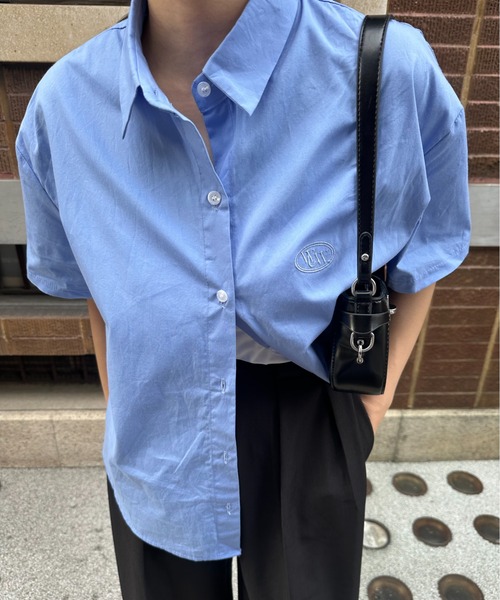 lawgy（ラウジー）の「round logo short sleeve shirt / ラウンドロゴショートスリーブシャツ（Tシャツ/カットソー・レディース・ホワイト/ブルー/クリーム・FREE）」の12枚目の写真
