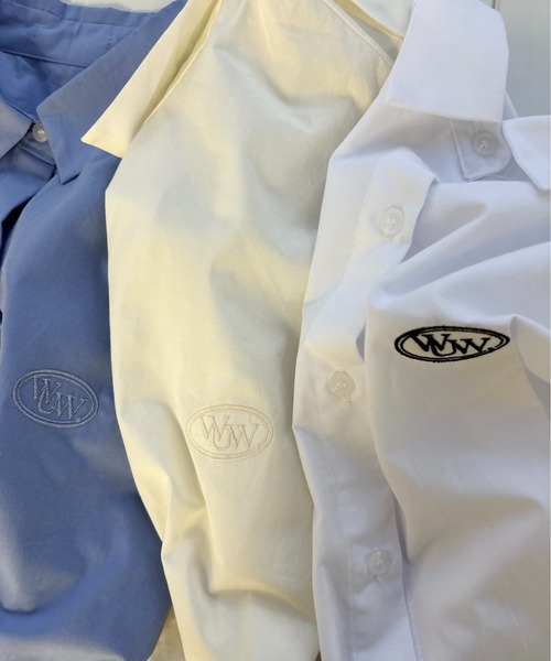 lawgy（ラウジー）の「round logo short sleeve shirt / ラウンドロゴショートスリーブシャツ（Tシャツ/カットソー・レディース・ホワイト/ブルー/クリーム・FREE）」の14枚目の写真