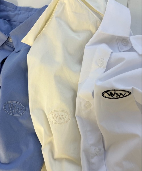 lawgy（ラウジー）の「round logo short sleeve shirt / ラウンドロゴショートスリーブシャツ（Tシャツ/カットソー・レディース・ホワイト/ブルー/クリーム・FREE）」の15枚目の写真